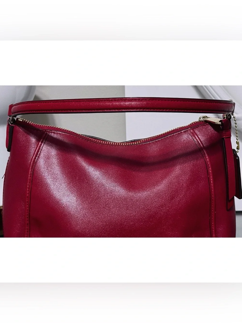 COACH Madison Top Handle RED Leather Hobo Handbag